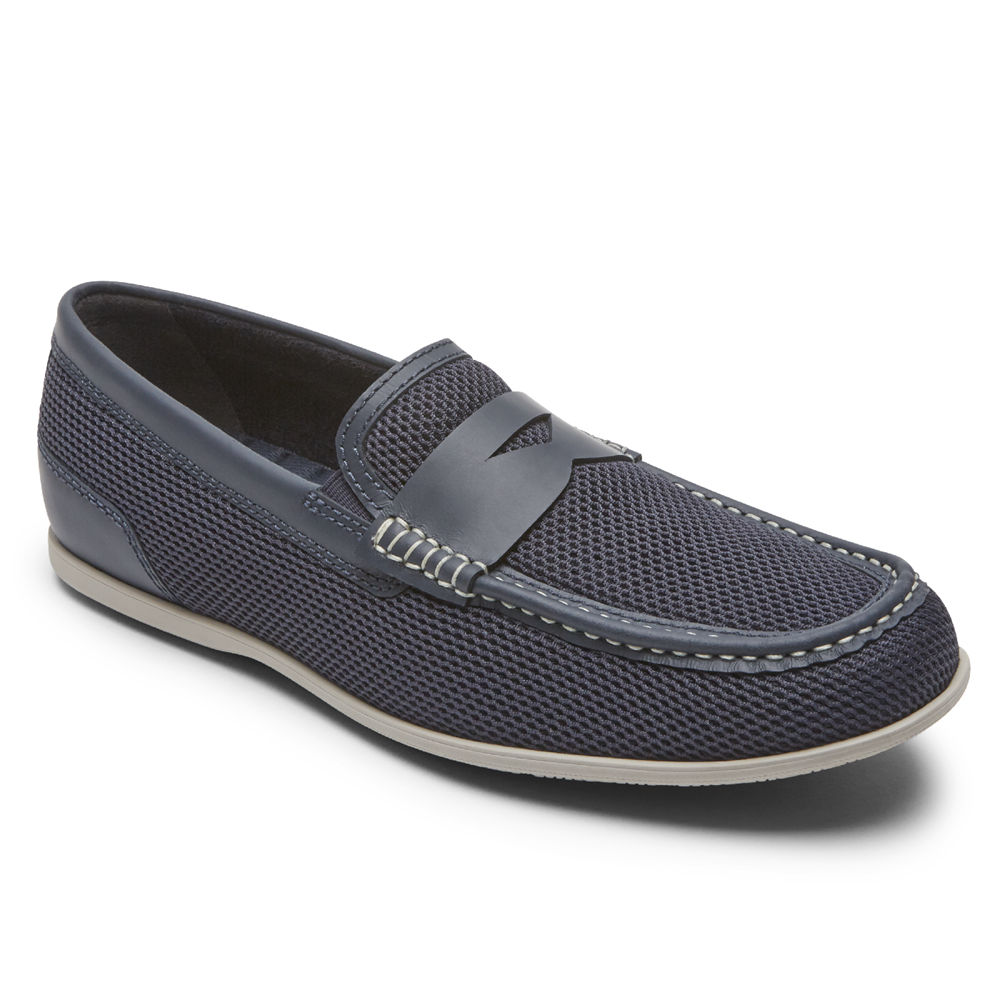 Rockport Mens Slip-On Navy - Malcom Soft Moc Toe - UK 196-FLJCNM